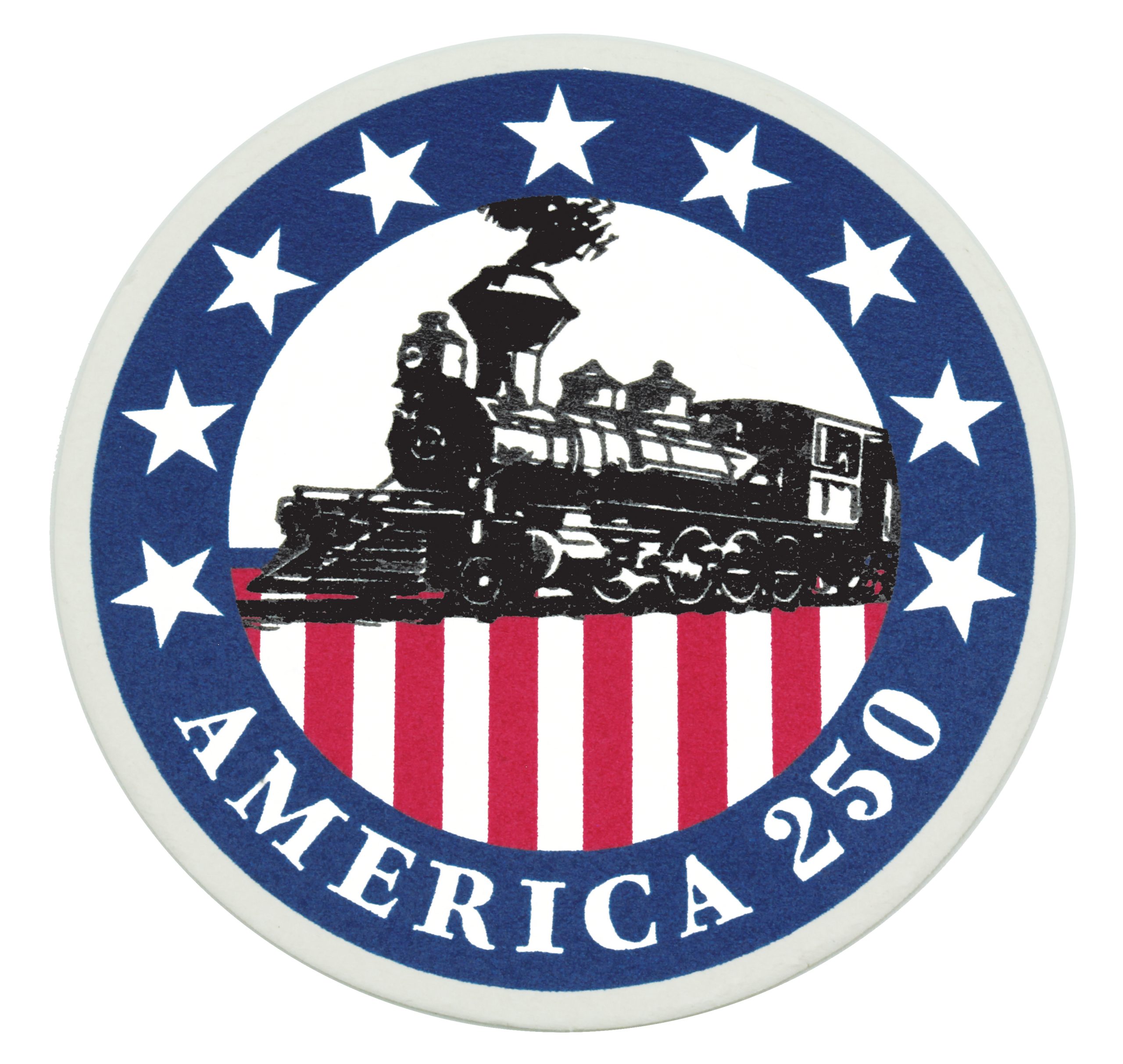 250th Anniversary round train pulpboard coasters