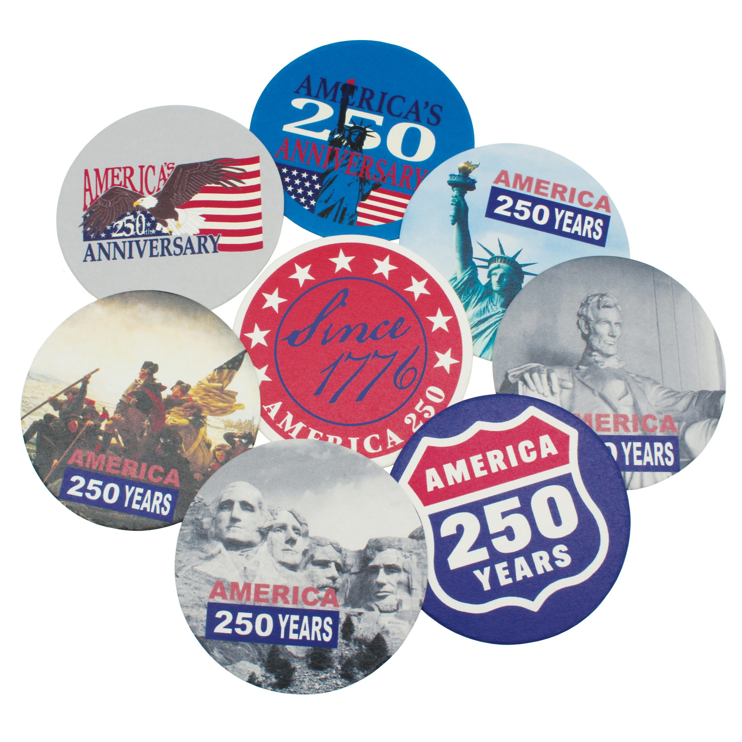 250 Anniversary round pulpboard coasters